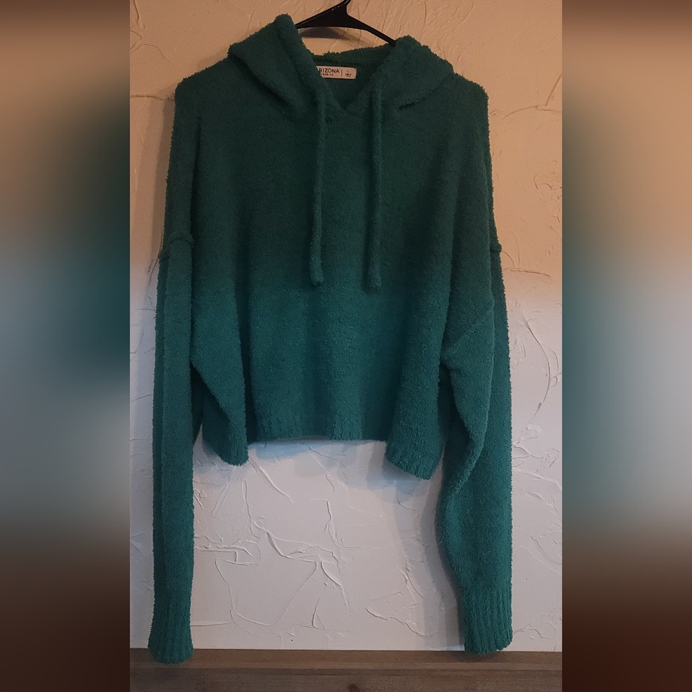 New, Arizona Jr's Pullover crop-top, green SUPER SOFT, Large